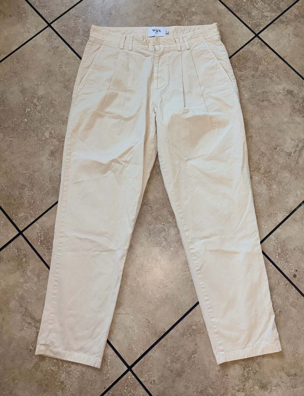 Wax London Pleated Trousers Cream Size 34